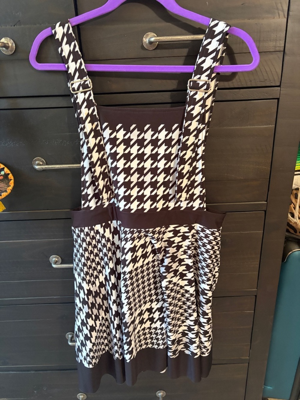 Blackmilk Black and White Houndstooth Suspender Skirt